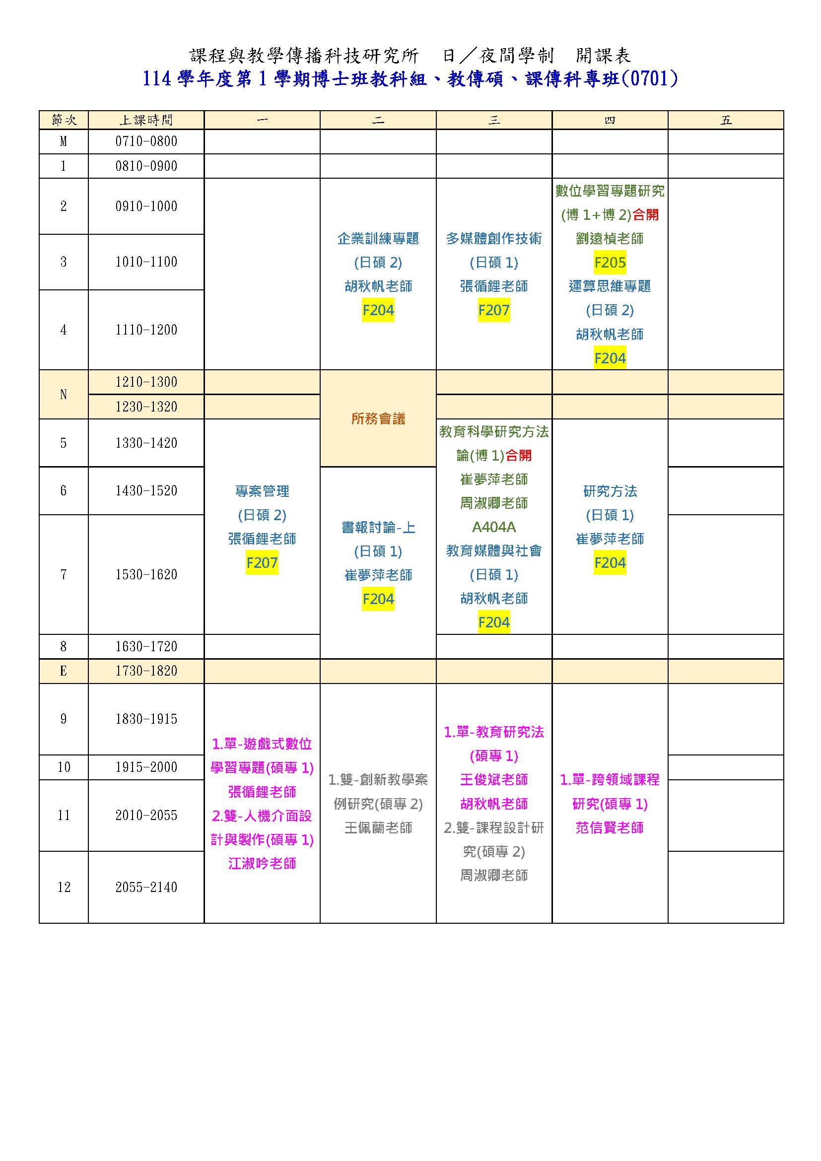 1141課傳所開課彙整時間表0701